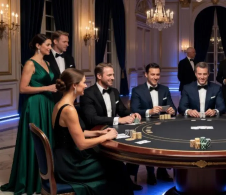Table de poker animée lors d’une soirée événementielle haut de gamme